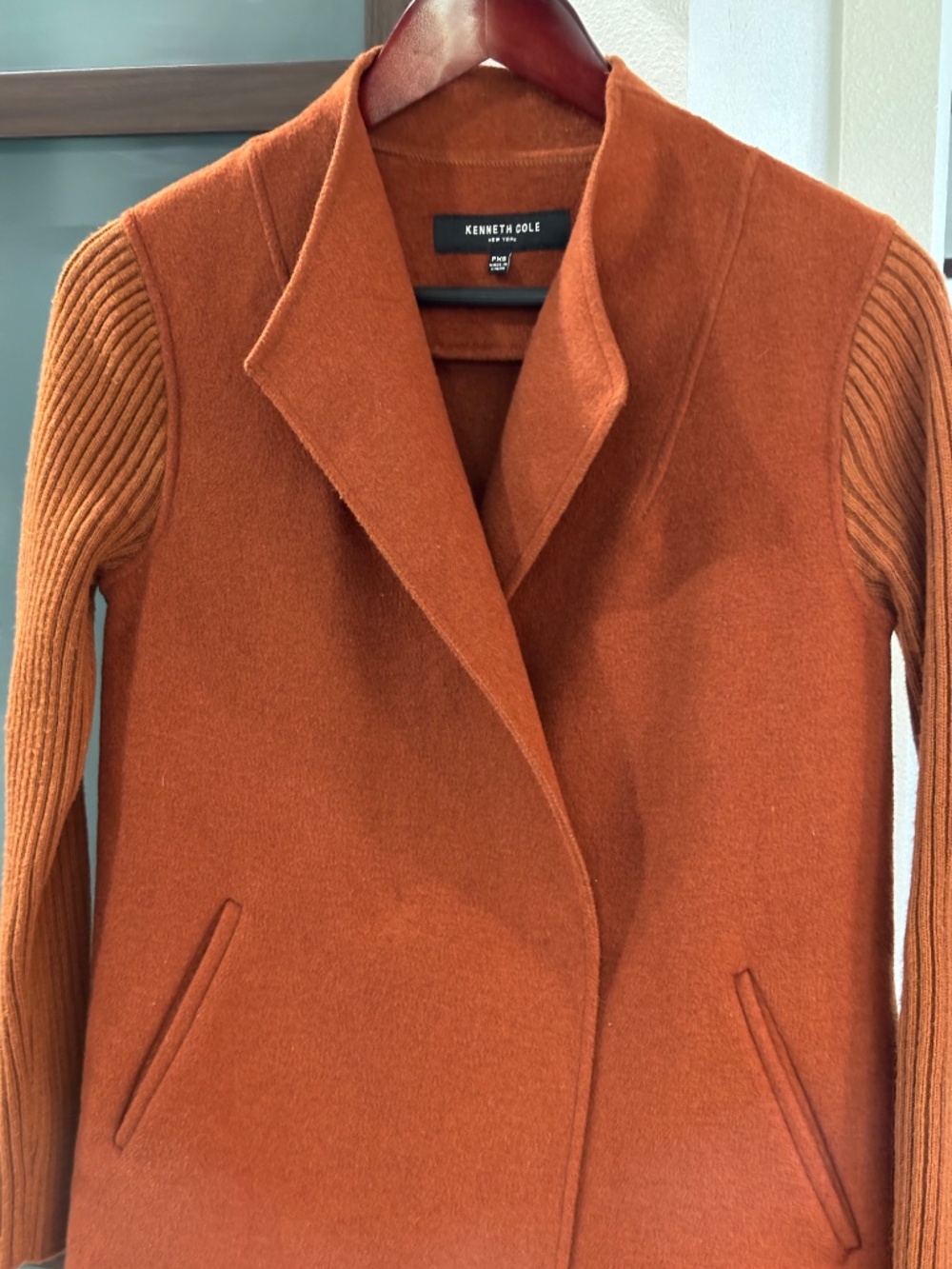 Kenneth Cole Wool Blend Coat - Burnt Orange / Chestnut Brown Size PXS - Picture 8 of 13